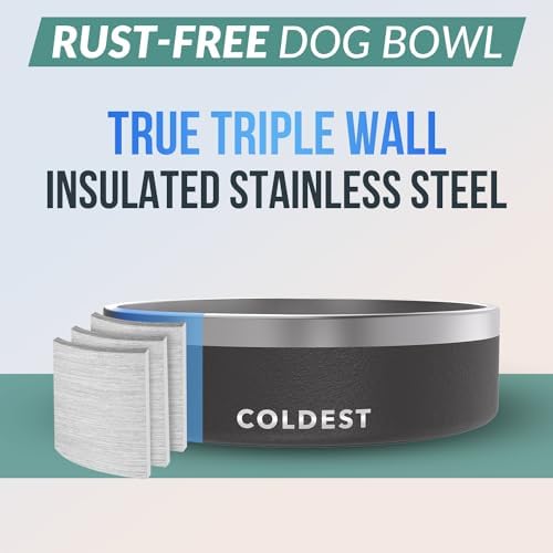 Coldest Dog Bowl - Anti Rust Metal, Non Slip, 3 Layers Insulated Stainless Steel Dog Bowls - Spill Proof & Heavy Duty - Water Bowl for Dogs, Cats & Pets, Dish Washer Safe (42 oz, Stealth Black) - Image 3