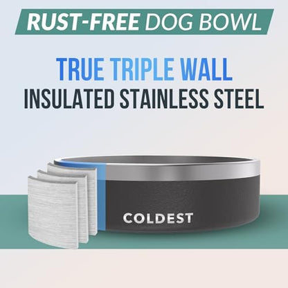 Coldest Dog Bowl - Anti Rust Metal, Non Slip, 3 Layers Insulated Stainless Steel Dog Bowls - Spill Proof & Heavy Duty - Water Bowl for Dogs, Cats & Pets, Dish Washer Safe (42 oz, Stealth Black) - Image 3
