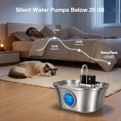 Wireles Cat Water Fountain, 108oz/ 3.2l Automatic Cordless Pet Fountain, Stainless Steel & Rechargeable &Battery Operated Cat Water Fountain, Wireless Pet Fountain with 4200 Mah Battery - Image 7