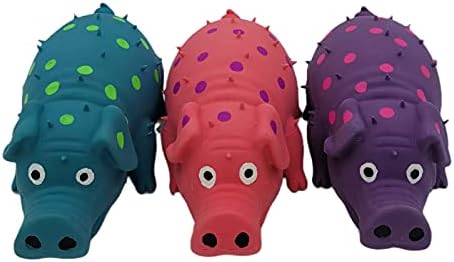 3 Pack Latex Pig Dog Toys that Oinks Dog Squeaky Toy for Small Medium Large Dogs (Red, Blue, Purple) - Image 2