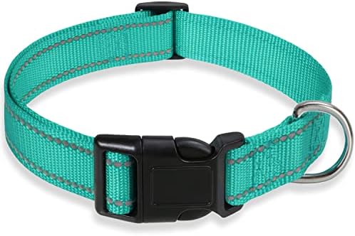 Reflective Dog Collar, Puppy Collar with Buckle Adjustable, Green XL by BOOMIBOO