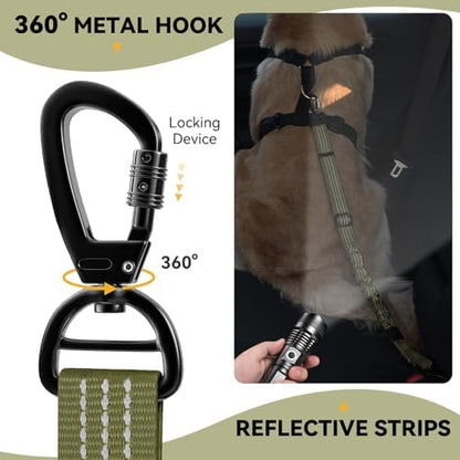 Pawaboo 2Pack Dog Car Seatbelt, 3-in-1 Dog Tether with Buckle & Hook Latch - Image 2