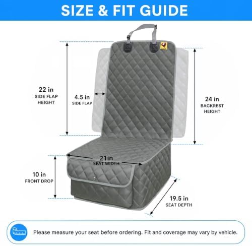 Bark Lover Car Seat Covers Front Seats,Car Seat Protector for Dogs,Scratch-Proof Dog Car Seat Cover,Universal Fit for Cars Trucks SUVs(Grey,1 Pack) - Image 6