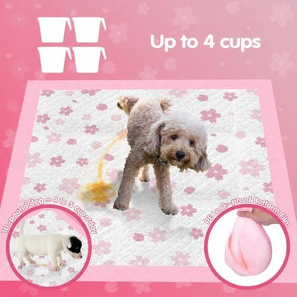 Cibaabo Pink Puppy Pads with Adhesive Tabs 22x22in 50 Count Absorbent - Image 3