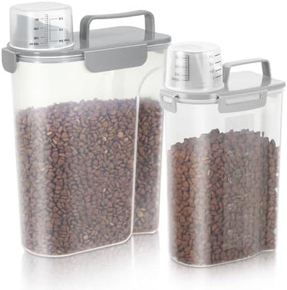Dog Food Storage Container, Upgraded Large Nozzle BPA-free, 8-12 LBS Plastic Pet Food Storage Containers, With 4 Sealed Clasps, 1 Measuring Cup and Handle, Easy to Clean and Carry -2 Packs by LEAWALK