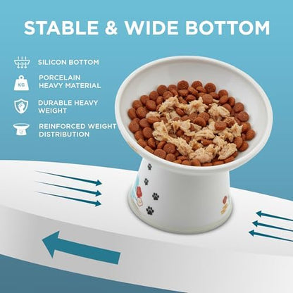 Necoichi Ceramic Raised Cat Food Bowl, 15° Tilted (Fuji, Extra Wide Tilted) - Image 6