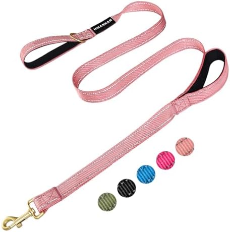 Reflective Dog Leash with Double Handle, Dog Leash 6 FT Long, Supports Medium and Large Dogs, Heavy Duty for Walking, Running, and Training, Pink by Unknown