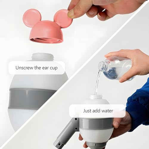 NACOCO Pet Standing Water Dispenser - Cat Dog Standing Bowl with Detachable Pole Automatically Feeding Water Height Adjustable(Grey-Pink Ear) - Image 2
