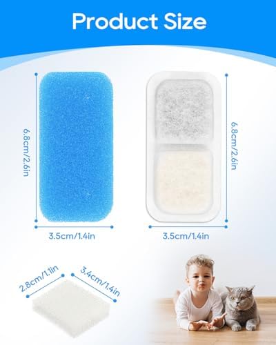 Cat Water Fountain Filter Compatible with oneisall Cat Water Fountain Stainless Steel PWF-001 2L/67oz, Filter Replacement, Multilayer Filters System, Fit for oneisall, 4+4+4 Pack - Image 4