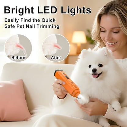 Dog Nail Grinder, Quiet Dog Nail Trimmer, +50% Powerful 3-Speed 8000-12000RPM Electric Pet Nail Trimmers with LED Lights, Painless Paws Grooming & Smoothing Kit for Dogs and Cats - Image 5