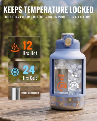 GiNT 37oz / 1.1L Insulated Dog Water Bottle with Carrying Case, (Blue) - Image 3