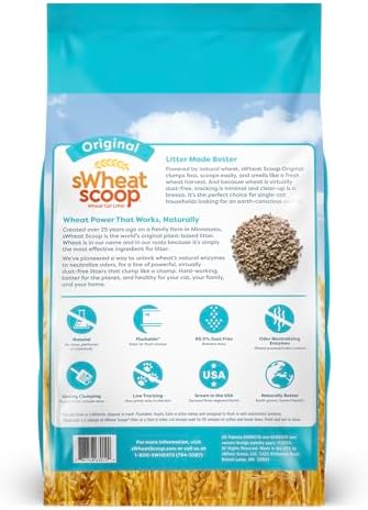 sWheat Scoop Natural Wheat Cat Litter, Original, Fast Clumping with Odor Neutralizing Enzymes, 14 Pound Bag - Image 2