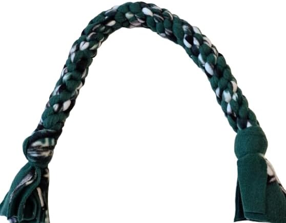 Dog Puppy Tug Pull Toy Rope Play Durable Interactive Entertaining Heavy Duty Fleece Square Braid by Knots SO Fast (Green)