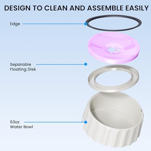 Dog Small Animals Water Bowl No Spill 70oz/2L Large Capacity Dispenser Non Slip No Splash Small Animals Bowl Pet Slow Feeder No Drip Dog Water Bowl on Vehicle for Dogs and Cats - Pink - Image 3