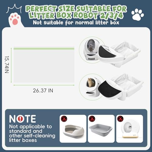 120 Pack Litter Box Robot 3 4 and 5 Waste Bags, 1.5 Mils Thick Drawstrings Closure Cat Litter Box Bags Liners Compatible with Automatic Self-Cleaning Robot, Replacement Waste Drawer Liners - Image 5