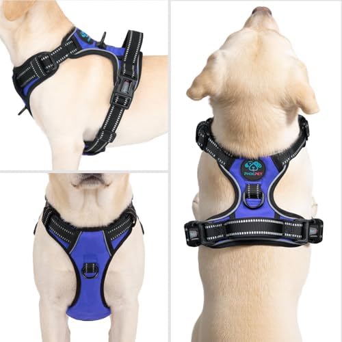PHOEPET No Pull Dog Harnesses for Small Puppies Reflective Adjustable Front Clip Vest with 2 Metal Leash Attachment Hooks Soft Handle [Over The Head Design](S, Royal Blue) - Image 2