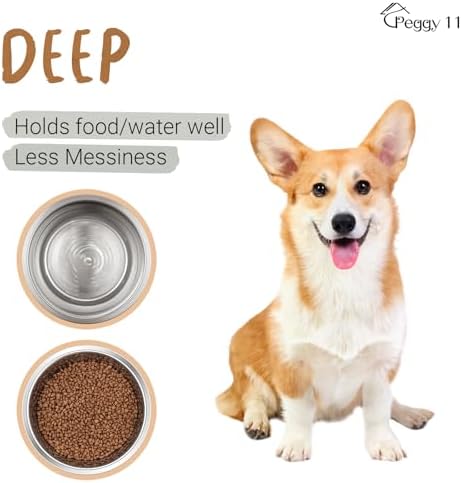 PEGGY11 Deep Stainless Steel Dog Bowls, 3 US Cup Each, 2-Pack - Image 4