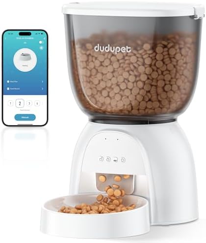 Automatic Cat Feeder with WiFi, Timed Cat Dry Food Dispenser for Cats Dog by DUDUPET