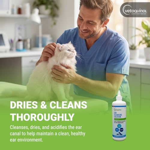 Vetoquinol Ear Cleansing Solution - Gentle Cleaner to Remove Dirt & Debris - Easy-to-Use Drops for Cats & Dogs - Support Clean and Fresh-Smelling Ears - Ideal for Routine Pet Hygiene - 16 Ounces - Image 3