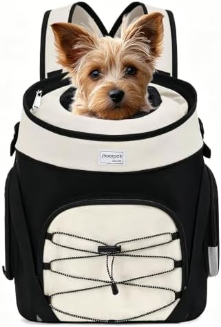 Pet Dog Carrier Backpack Small Dog Medium Cats Front Backpack with Storage Pockets,Adjustable Straps,Ventilated for Hiking Camping Travel,Max 14 lbs (Beige) by NALIYOUHU