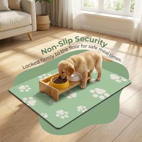 Pet Feeding Mat Dog Cat Food Mat Absorbent No Stains Quick Dry Rubber Bottom Anti-Slip Water Bowl Mats Easy to Clean for Indoor Pet Placemats Water Dispenser Mat - Image 2