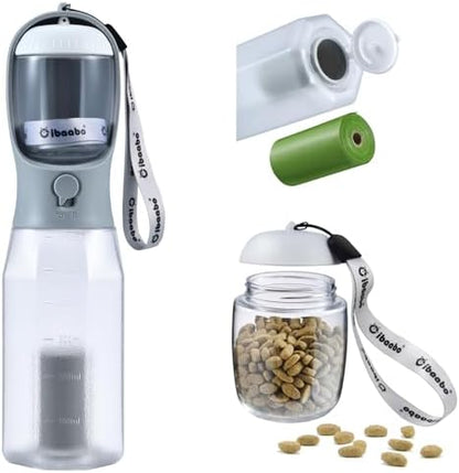 Cibaabo Dog Water Bottle with Food Container & Poop Bag Holder & Filter by Cibaabo