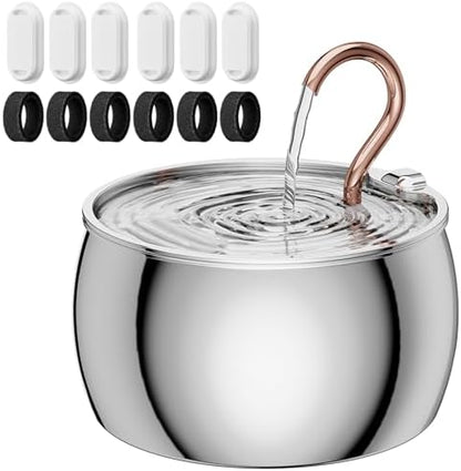 2.5L/84oz Gooseneck Cat Water Fountain Stainless Steel Ultra-Quiet by WEPOIUCatFountain