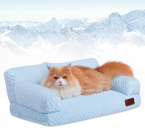 Hollypet Cooling Dog Couch Bed, Washable Pet Sofa, Blue, 24x18 by Hollypet