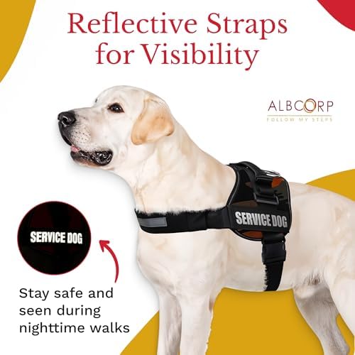 ALBCORP Service Dog Vest Harness – Reflective Service Animal Vest, No-Pull Harness with Handle & Mesh Padding – Sizes XXS-XL for Puppies – 2 Removable Service Patches Included (Extra Large,Green Camo) - Image 5