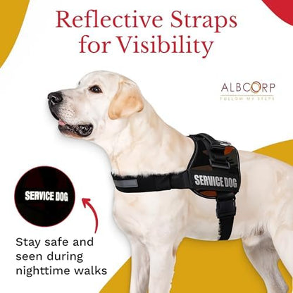 ALBCORP Service Dog Vest Harness – Reflective Service Animal Vest, No-Pull Harness with Handle & Mesh Padding – Sizes XXS-XL for Puppies – 2 Removable Service Patches Included (Extra Large,Green Camo) - Image 5