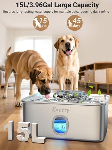 Kastty 4 Gal/15L Stainless Steel Dog Water Fountain for Large Dogs - Image 2