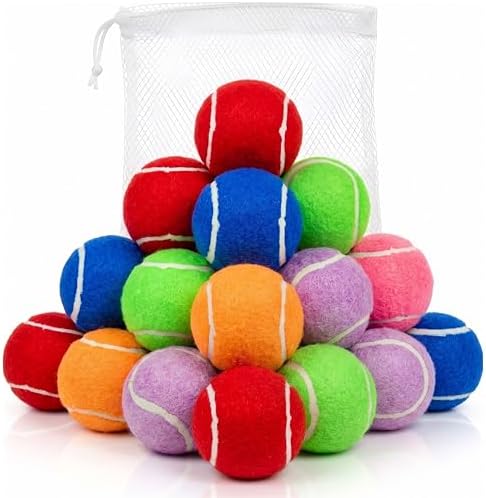 Colorful Squeaky Tennis Balls for Small Dogs and Puppies - 1.5 Inch - 12 Pack - Dog Training Toys for Positive Reinforcement, Interactive Squeaker Ball To Engage Attention Outside, Ball Launcher Fetch by PetitePaws