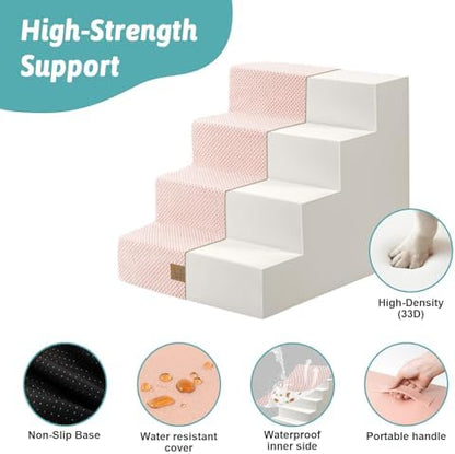 COZY KISS Dog Stairs for Small Dogs, 4 Step Pet Stairs for Beds & Couches - Image 5