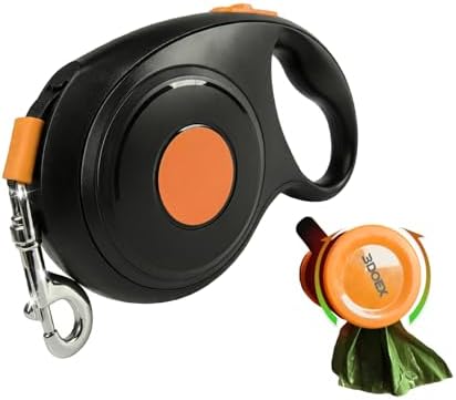 Retractable Dog Leash 26FT for Medium & Large Dogs, Sturdy Heavy-Duty Nylon Tape with Secure Locking Carabiner & Poop Bag Holder, Smooth One-Hand Control, Anti-Slip Handle, Tangle-Free Design (Black) by 3DOEXTECHSTYLE%E2%80%8B