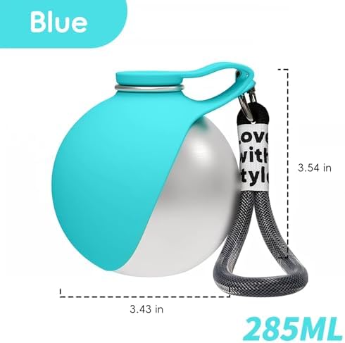2 in 1 Portable Dog Water Bottle, 10oz Stainless Steel Leak Proof Pet Water Bottle with Foldable Silicone Bowl, Outdoor Travel Water Bottle for Dogs Walking Hiking Camping, 2 Pack Mix - Image 7