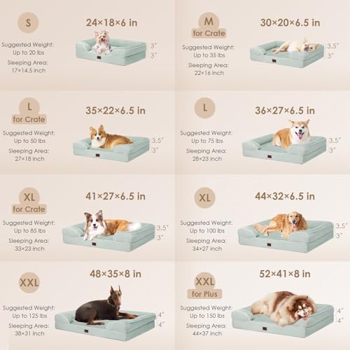 EHEYCIGA Orthopedic Large Dog Bed, Waterproof Memory Foam, Non-Slip Bottom, Sage Green, 36"L x 27"W x 6.5"Th - Image 2