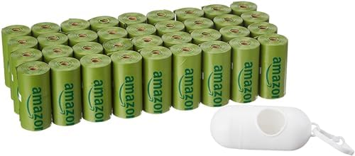 Amazon Basics Premium Leak Proof Dog Poop Bags with Dispenser and Leash Clip, Cucumber Scented, 13" x 9", 540 Count (36 Rolls of 15) by AmazonBasics