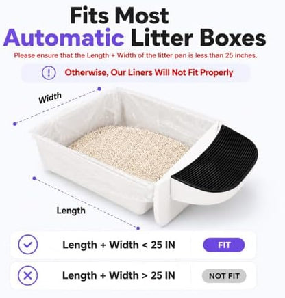 25 Count Litter Box Robot 5/4/3/EVO Waste Bags, Automatic Litter Box Liners, Transparent Sensor-Friendly Drawstring Cat Litter Bags, Heavy Duty Tear Resistant, Pre-Separated, 25.2 x 15.7 In - Image 3