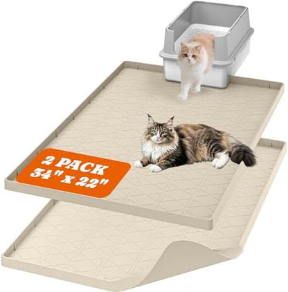 Pawtners Silicone Cat Litter Mat 34 x 22 in, Easy to Clean, 2 Pack by Pawtners