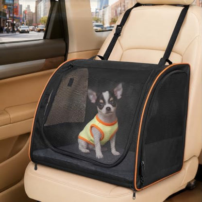 Dog Car Seat, Enclosed Carrier for Pets Travel Safety Dog Crate Soft-Sided Covered Car Kennel Carrier for Backseat for Medium Dogs (S) by UNICITII