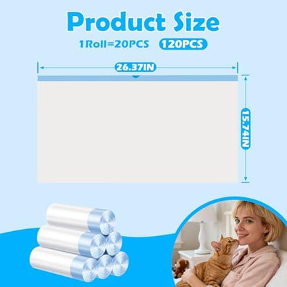 Cat Litter Bags 120 Count, 26.37"X15.74" Drawstring Close Litter Box Liners for Automatic Litter Box,Thick Cat Poop Bags,Easy to Clean,Heavy Duty Robot Bag for Self-Cleaning Box - Image 4