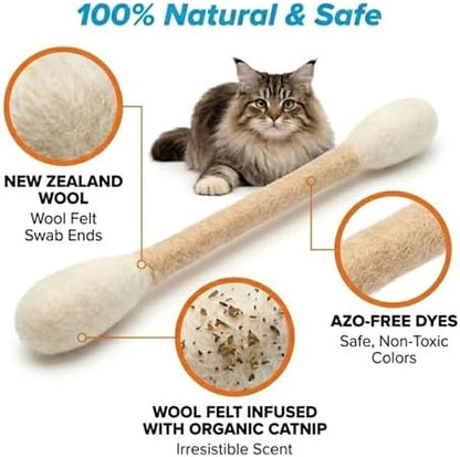 Glaciart One XXL Swabs Cat Toys with Catnip - 2 Pk | Durable for Chew, Cute Cat Toys Interactive Kitty for Boredom, Exercise, & Play | Filled w/Organic Catnip for Anxiety & as Digestive Aid - Image 4