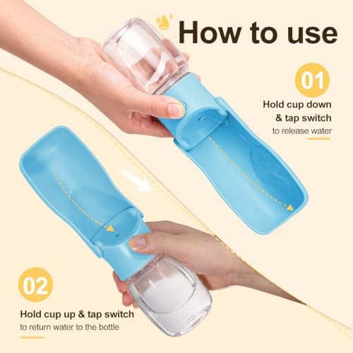 Foldable Dog Water Bottle, 12 oz Leak Proof Portable Dispenser (Blue) - Image 3