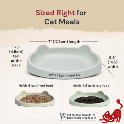 7 Ruby Road Shallow Cat & Kitten Food Bowls, Whisker Friendly, Set of 2 - Image 3