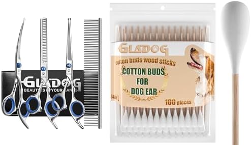 Large Cotton Swabs for Dog Ear and Dog Grooming Scissors by GLADOG