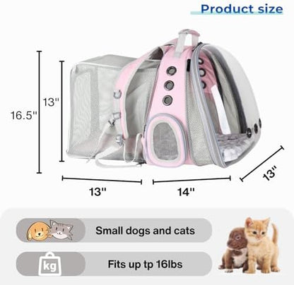 Lollimeow Expandable Cat Backpack Carrier for Large Cats & Small Dogs - Airline Approved Pet Bubble Backpack with Dual-Side Expansion, Perfect for Travel, Hiking & Outdoor Adventures, Up to 16lbs - Image 5