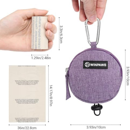 Dog Poop Bag Holder for Leashes- Dog Treat Pouch with Waterproof Zipper,Puppy Training Small Bag with Carabiner & Bungee Toggle,Two Pockets for Dry or Wet Treats-Pet Travel Walking Essentials (Purple) - Image 6