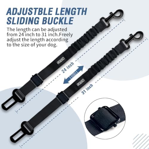 COOYOO Dog Seat Belt,3 Piece Set Retractable Dog Car Adjustable Seatbelts for Vehicle Nylon Pet Safety Heavy Duty & Elastic & Durable Car Harness for Dogs - Image 5