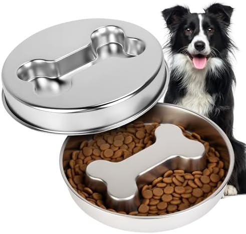 Slow Feeder Dog Bowls, 2 Pack 2 Cups Double-Sided 304 Stainless Steel Lick Plate & Slow Eating Bowl for Medium Large Dogs, Food-Grade Heavy Duty Metal Pet Food Holder Puzzle Maze Dish for Fast Eaters by QualityisOurCulture