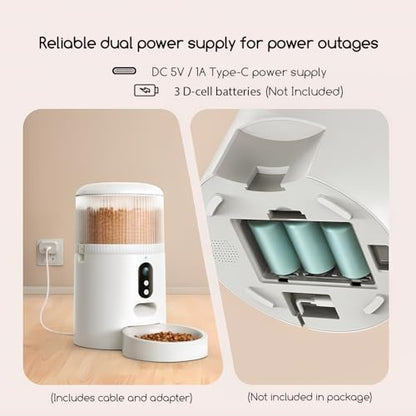 Automatic Cat Feeder with Camera, 3MP HD Video & Night Vision, 5G/2.4G WiFi Smart Pet Feeder with APP Control, 2-Way Audio, Motion Alerts, Low Food Sensor, Timed Cat Feeder for Cats & Dogs, 4L - Image 5